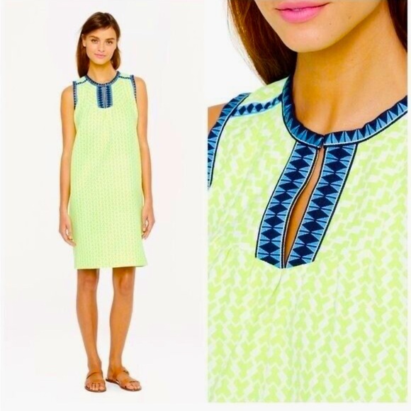 J. Crew Arrow Print Shift Dress Neon Citrus Size 4 - Picture 1 of 13